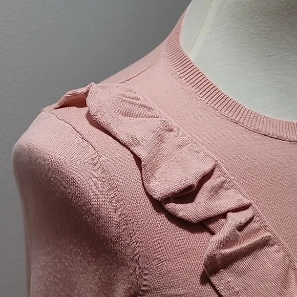 Ralph Lauren Small Pink Ruffle Sweater Top Casual Comfy Cozy Preppy Pullover - Picture 7 of 12